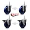 Service Caster 4 Inch Solid Polyurethane 38 Inch Threaded Stem Caster Set 2 Brakes SCC SCC-TS20S414-SPUS-381615-2-PLB-2 - alternate 3